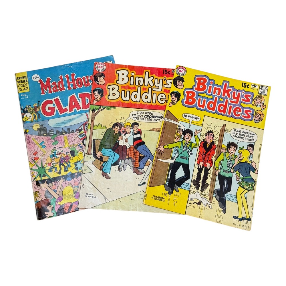 Binkys Buddies 11 & 12 and Mad House Glads Lot 3 1970 Vintage Comics DC & Archie